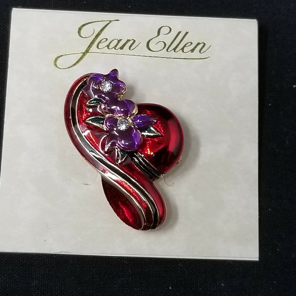 Red Hat brooch pin 2" red rhinestones costume